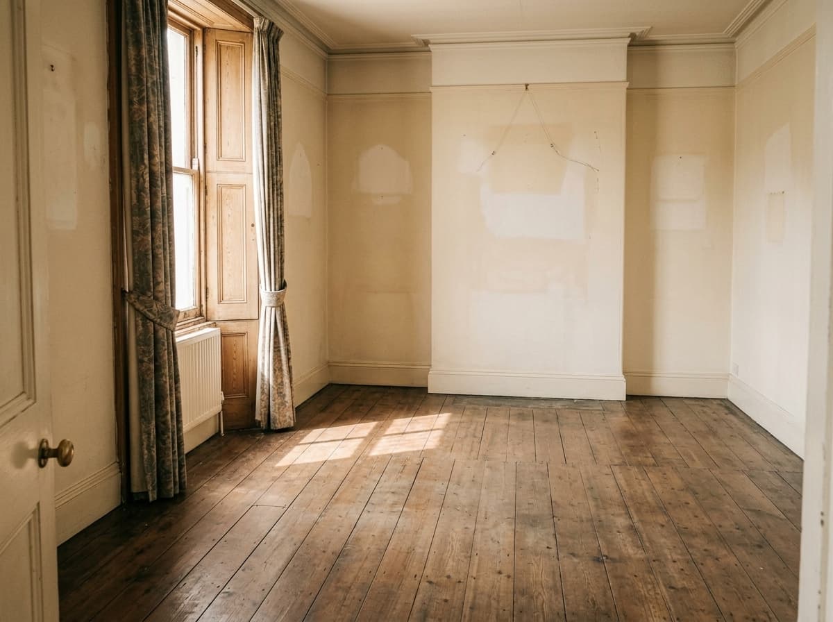 Dasselbe Zimmer besenrein und leer nach der Auflösung